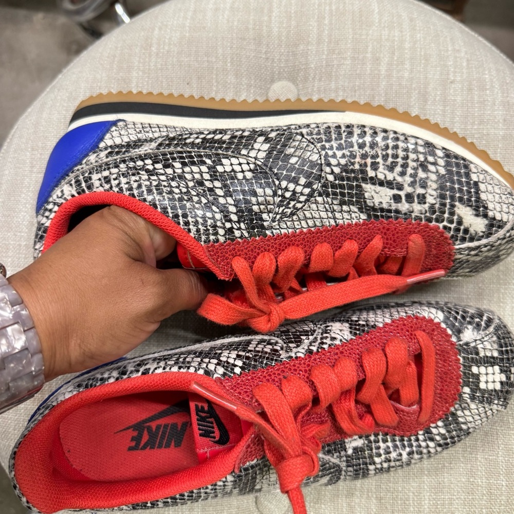 Nike Snakeskin Sneakers with Red and Blue Highlights